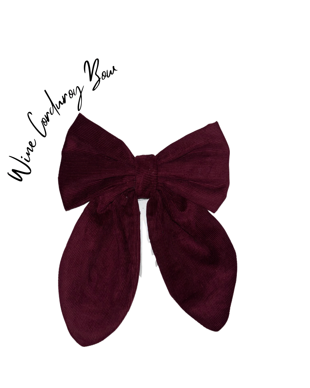 Wine Corduroy Bow Hair Clip