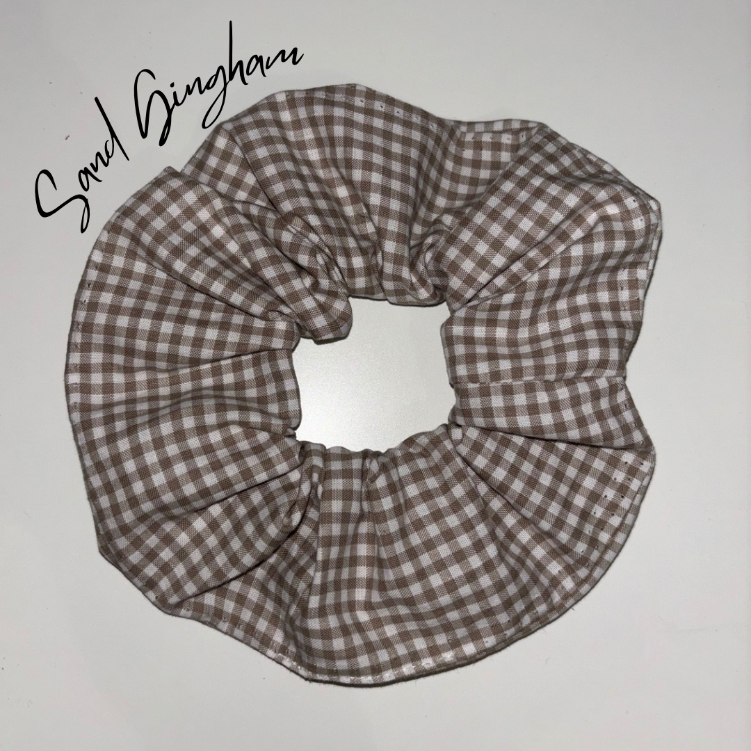 Sand Gingham Scrunchie