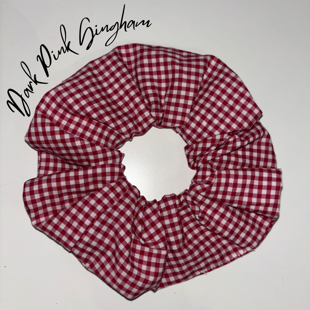 Dark pink Gingham Scrunchie