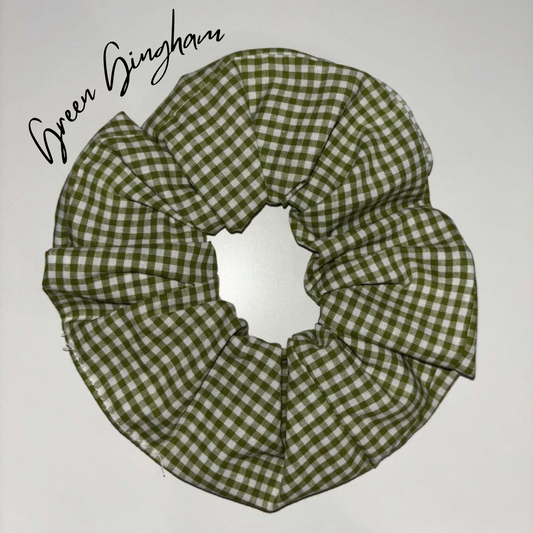 Green Gingham Scrunchie