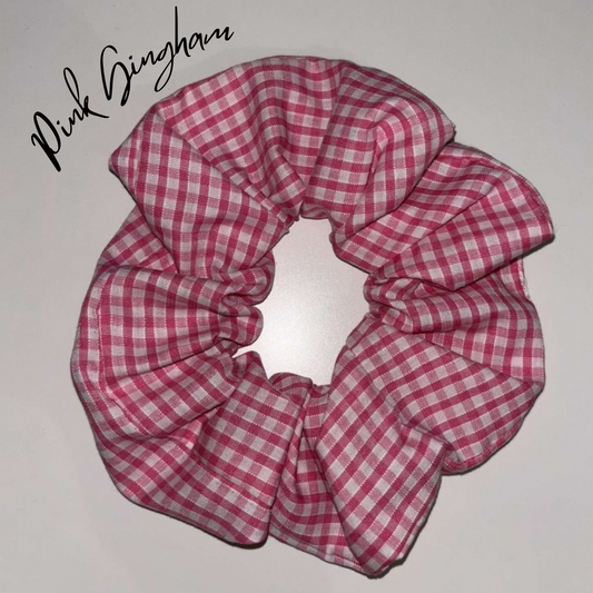 Pink Gingham Scrunchie