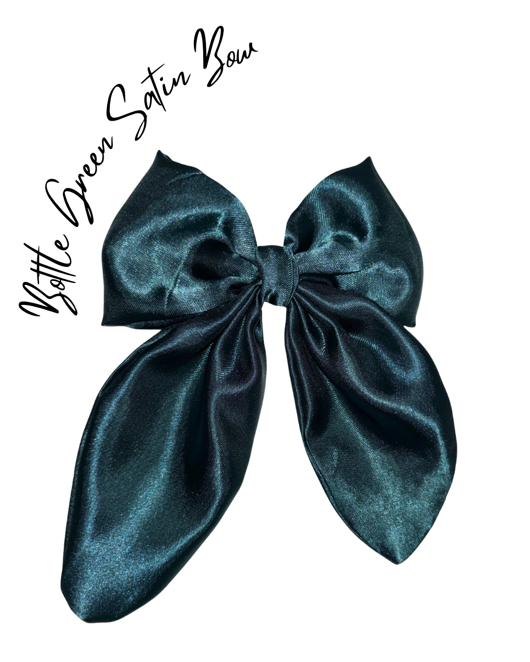 Bottle Green Satin Bow Hair Clip