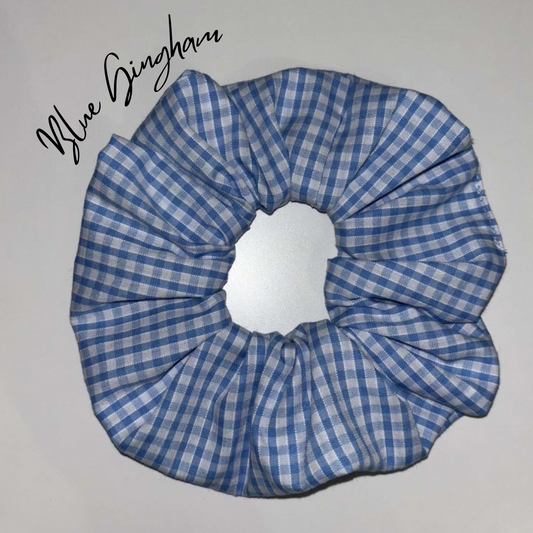 Blue Gingham Scrunchie