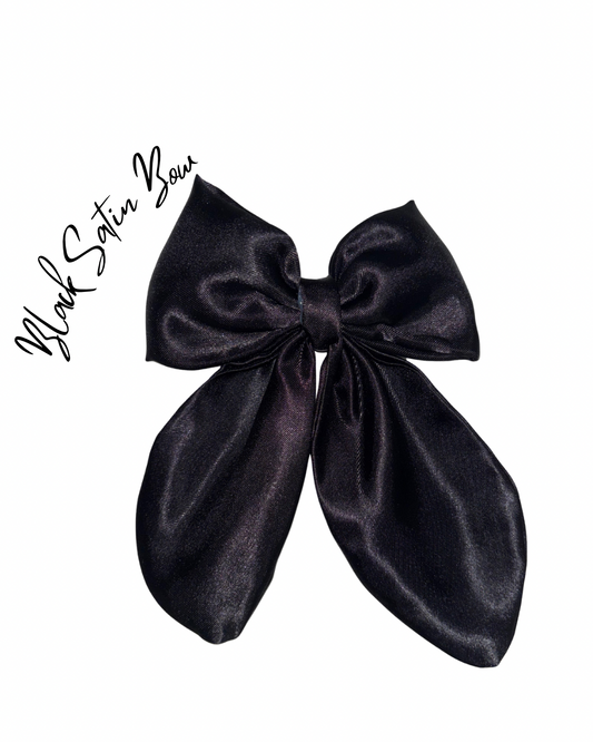 Black Satin Bow Hair Clip