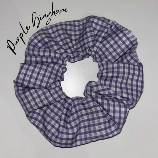 Purple Gingham Scrunchie