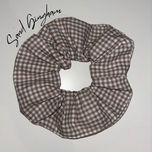 Sand Gingham Scrunchie