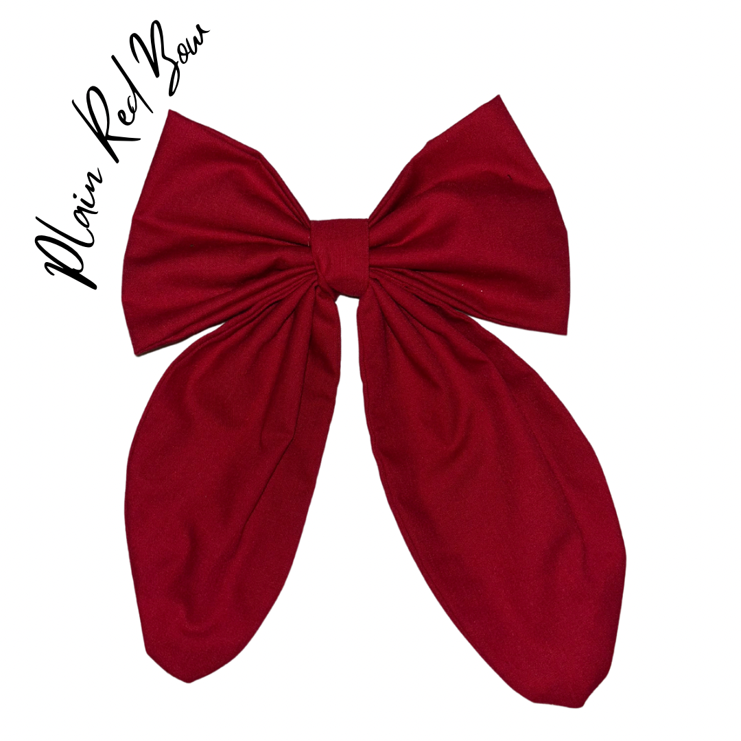 Plain Red Bow Hair Clip