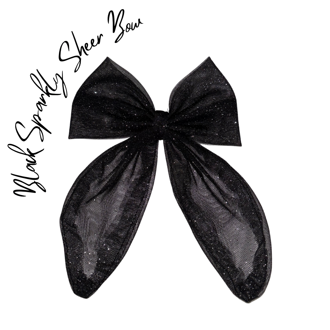 Black Sparkly sheer Bow Hair Clip