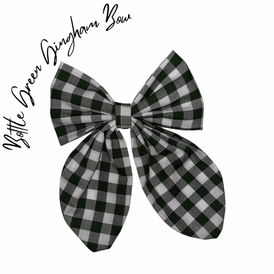 Bottle Gingahm Bow Hair Clip