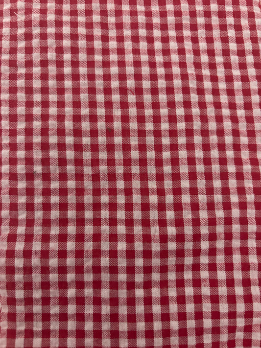 Red seersucker gingham scrunchie